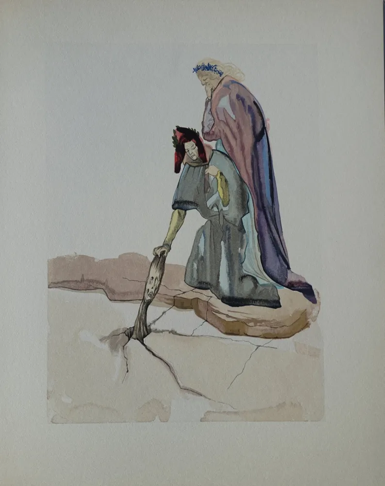 Grabado En Madera Dali - Divine Comédie, Enfer 32, Les traitres envers leur patrie