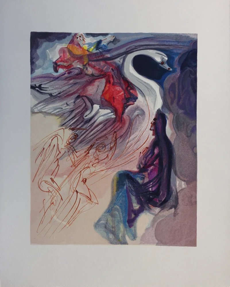 Grabado En Madera Dali - Divine Comédie, Paradis 19, Le langage de l'oiseau