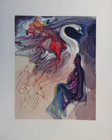 Grabado En Madera Dali - Divine Comédie, Paradis 19, Le langage de l'oiseau