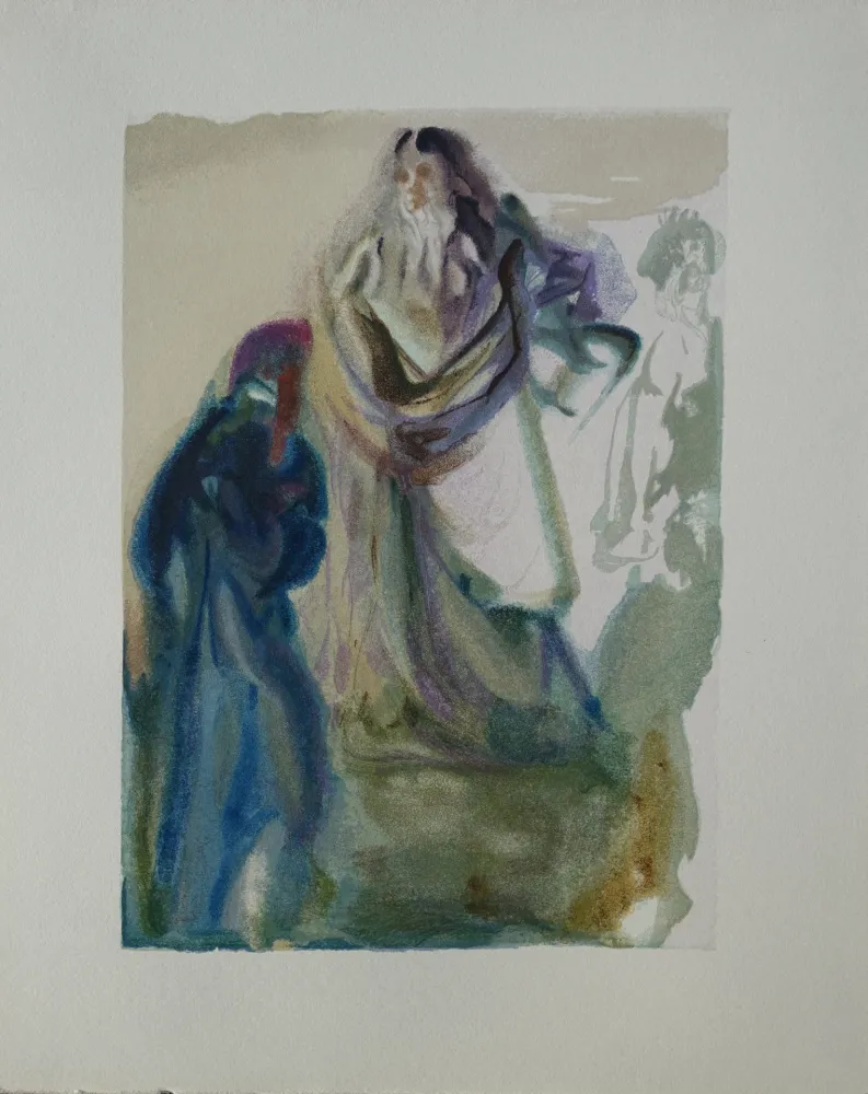 Grabado En Madera Dali - Divine Comédie, Paradis 28, Dante et deux anges