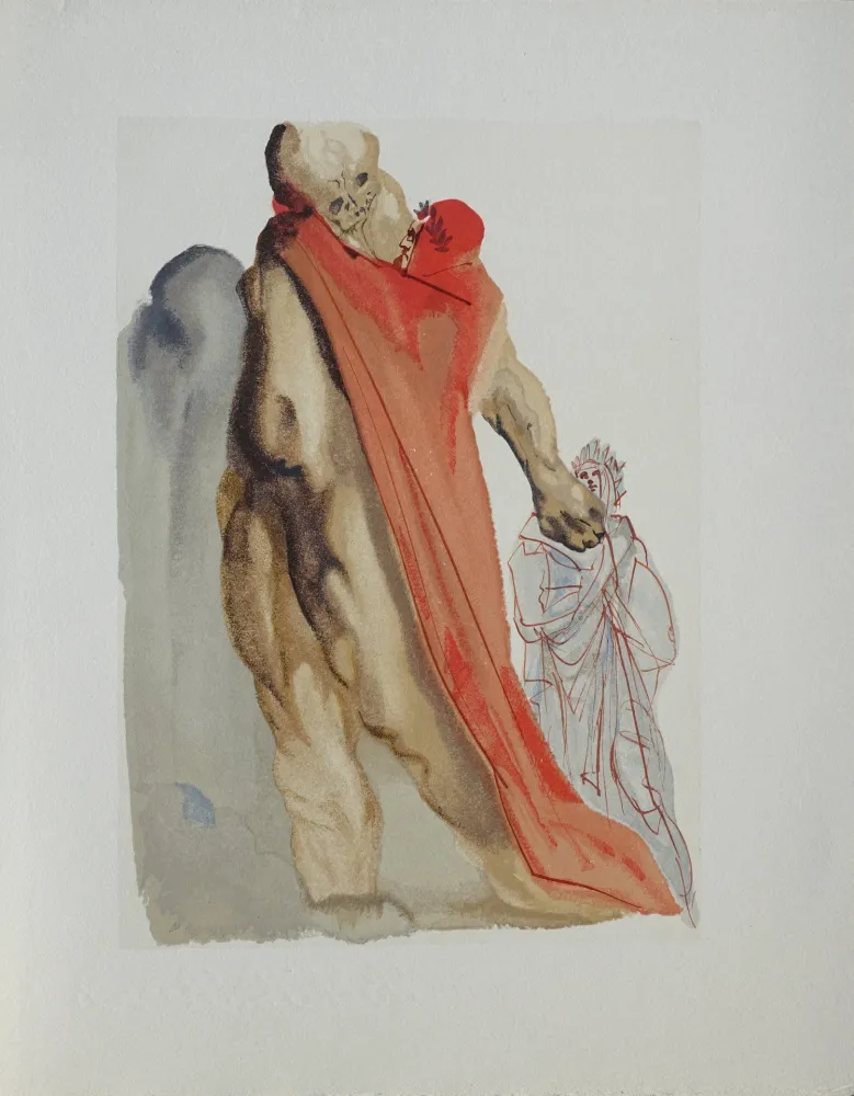 Grabado En Madera Dali - Divine Comédie, Purgatoire 5, Les reproches de Virgile