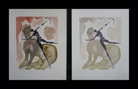 Grabado En Madera Dali - Divine Comedy Hell Canto 12 Decomposition (2 Pieces)