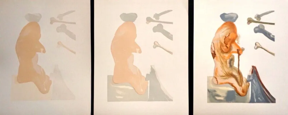 Grabado En Madera Dali - Divine Comedy Hell Canto 20 Decomposition (3 Pieces)