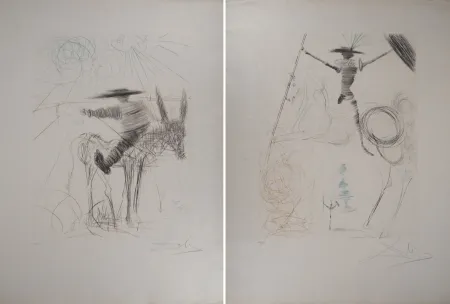 Grabado Dali - Don Quichotte et Sancho Panza (2 gravures)