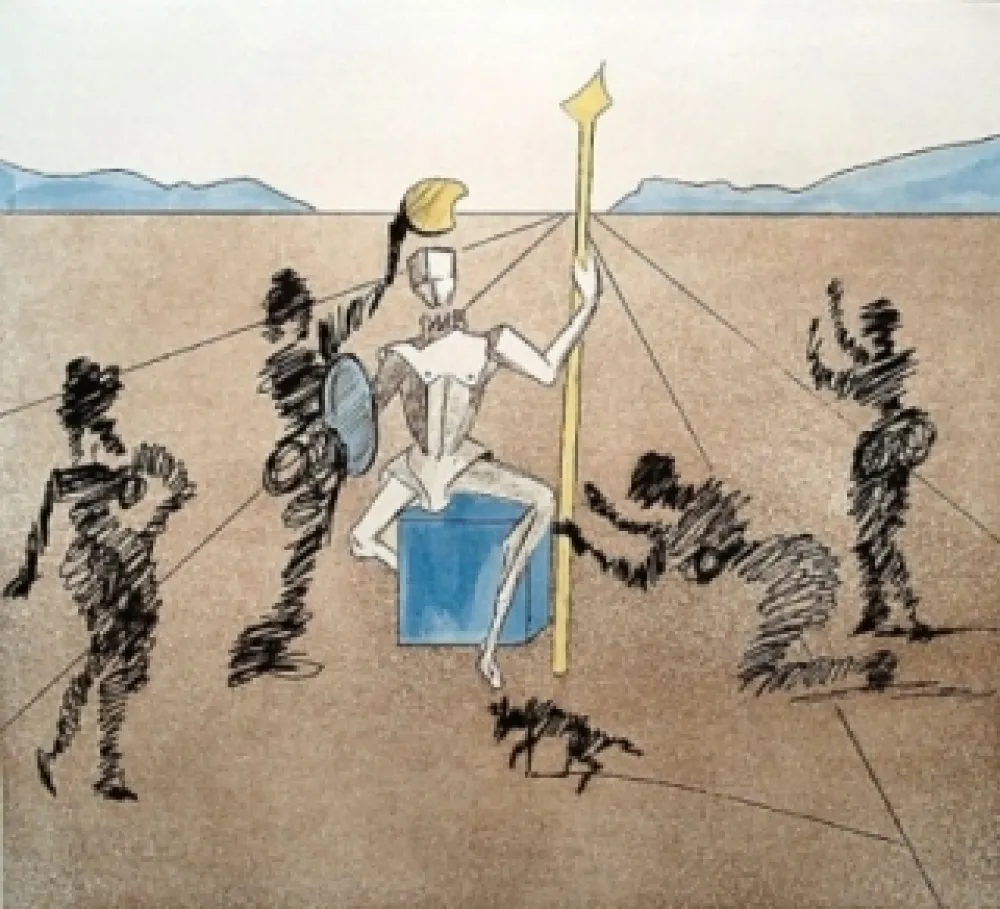 Grabado Dali - Don Quijote - le casque d'or de Mandrino
