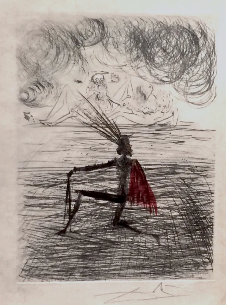 Grabado Dali - Faust Chevalier a Genou