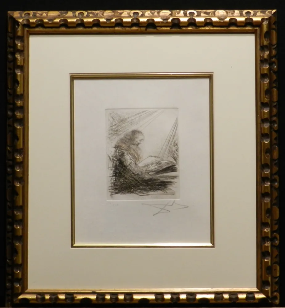 Grabado Dali - Faust Vignettes Faust Lisant 