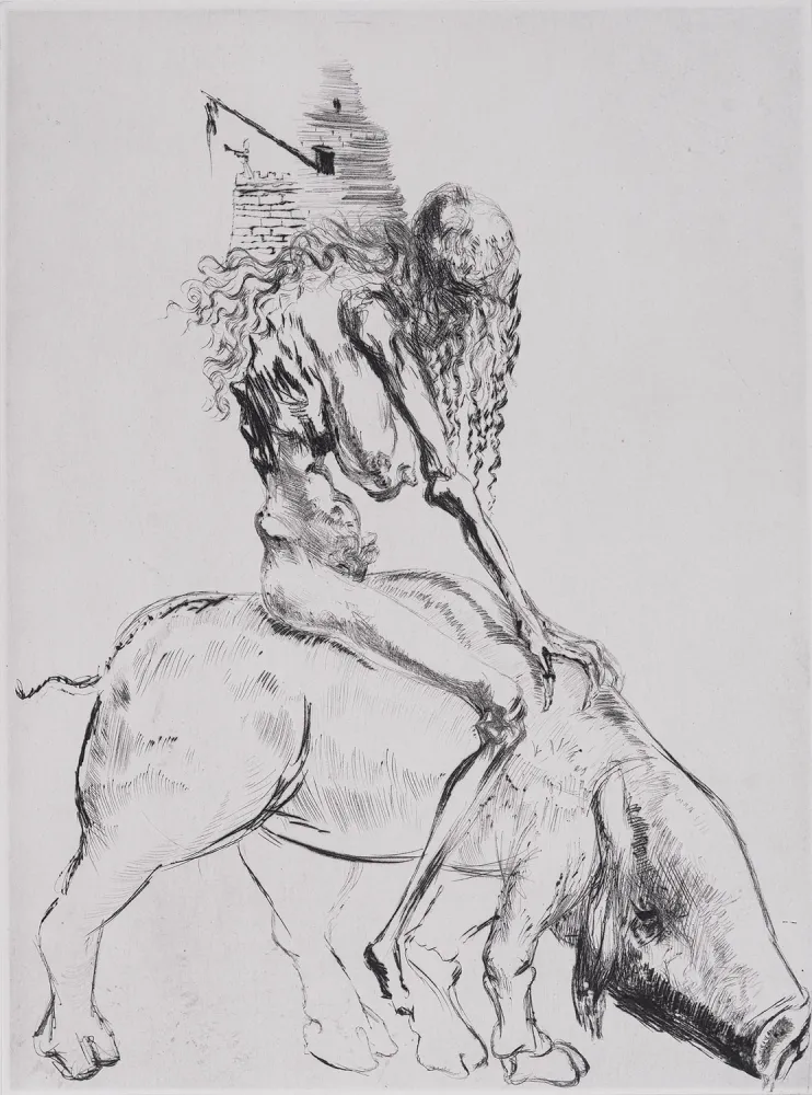 Grabado Dali - Femme au Cochon, 1969