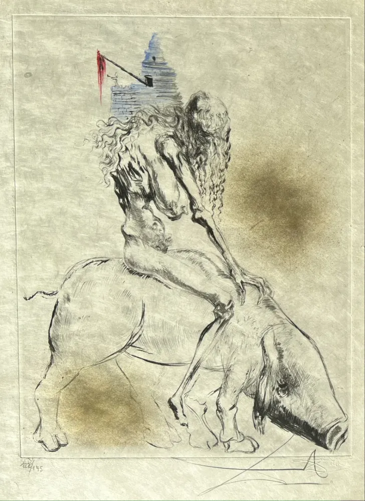Múltiple Dali - Femme au cochon ( Woman with Pig )