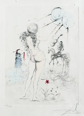Grabado Dali - Femme, cheval et la mort