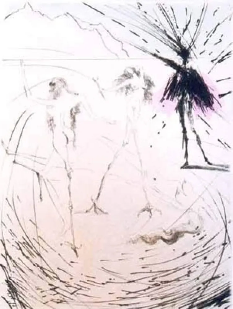 Grabado Dali - Femme Poules