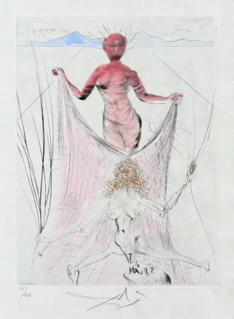 Grabado Dali - Femme tenant le voile