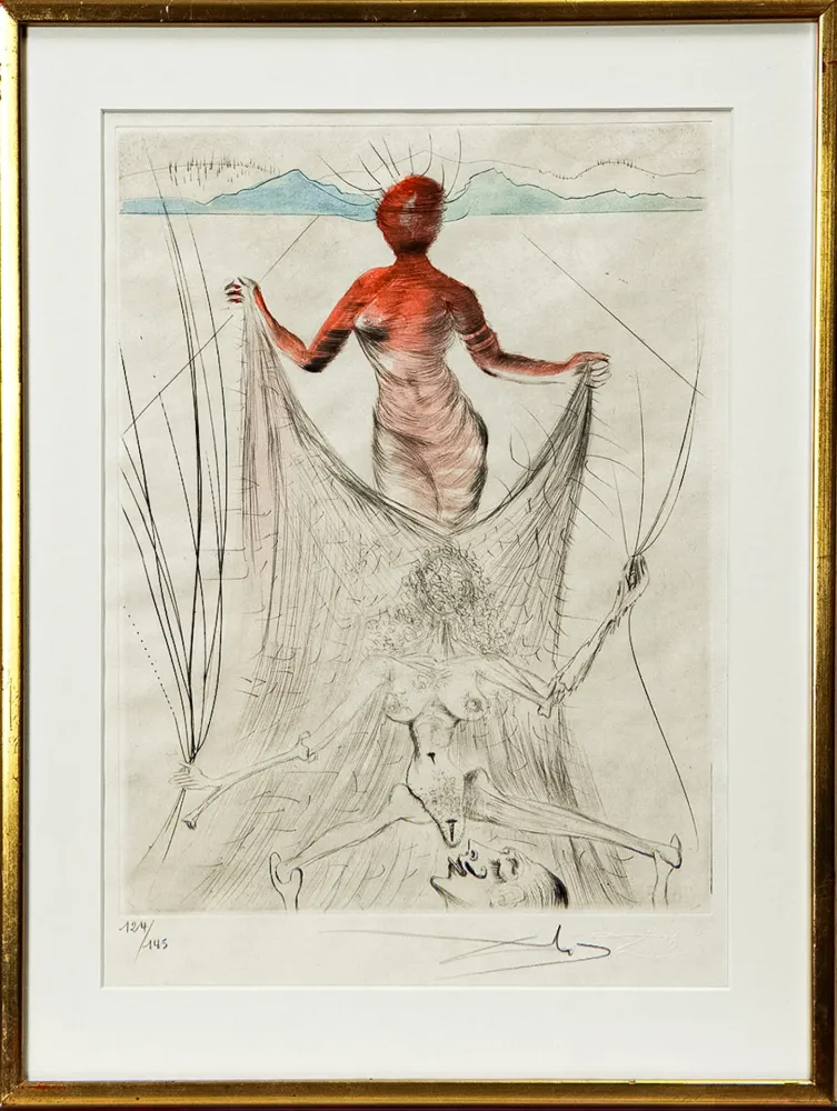 Litografía Dali - Femme tenant le voile