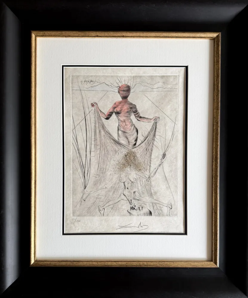 Grabado Dali - Femme tenant le voile