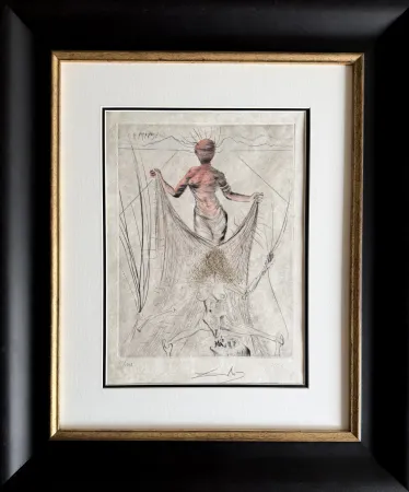 Grabado Dali - Femme tenant le voile
