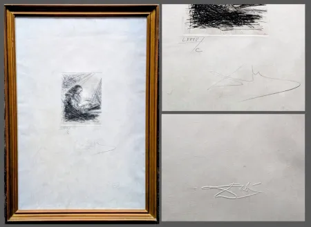 Grabado Dali -  Hand-Signed Original Engraving - Faust Reading, 1969