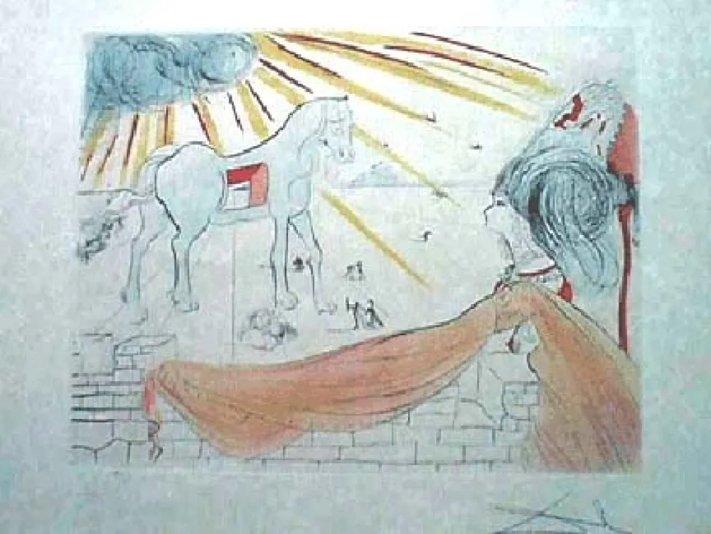 Grabado Dali - Helen and the Trojan Horse