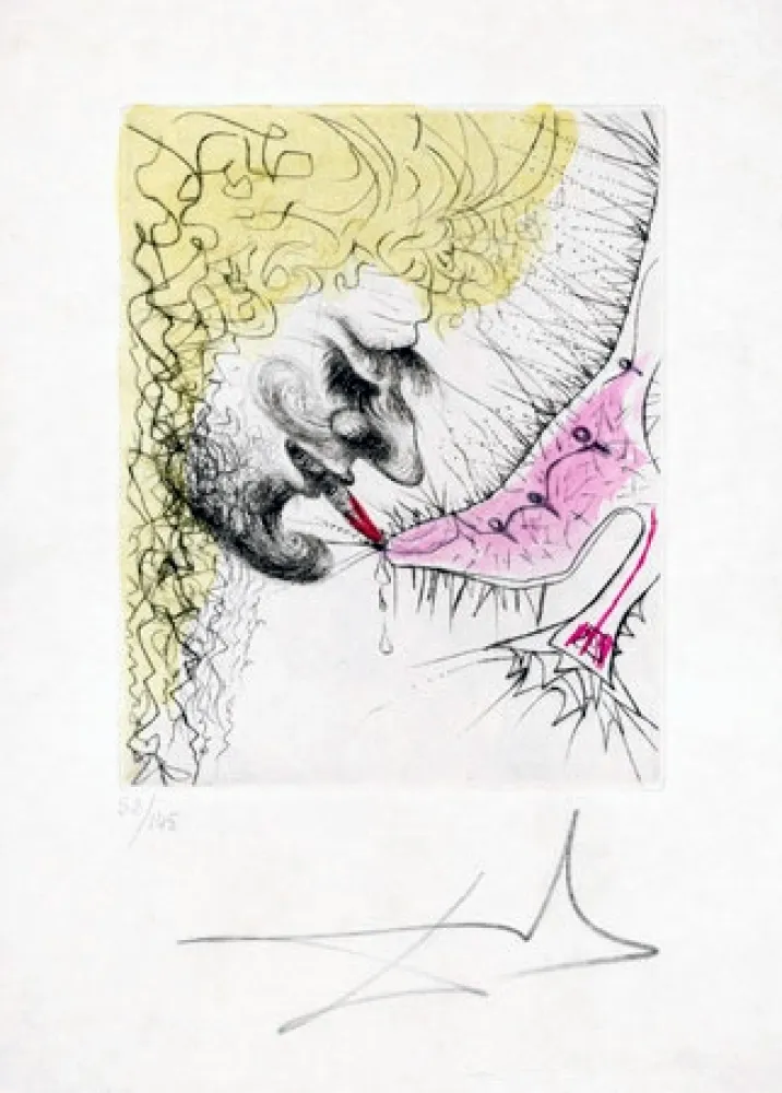 Grabado Dali - Homme Baissant la Chaussure (Man Kissing Shoe)