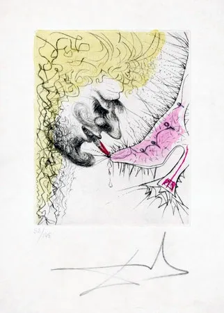Grabado Dali - Homme Baissant la Chaussure (Man Kissing Shoe)