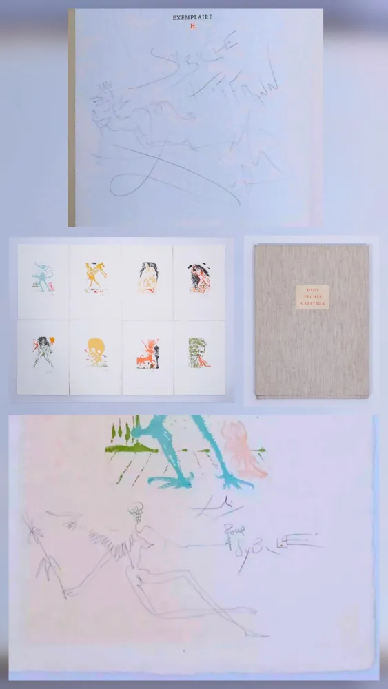 Aguatinta Dali - Huit péchés capitaux - with two original drawings