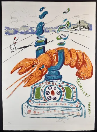 Grabado Dali - Imaginations & Objects of The Future Cybernetic Lobster Telephone