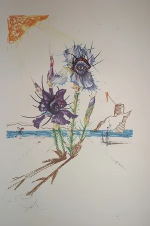 Litografía Dali - Iris of Dalí's Youth (surrealistic flowers)