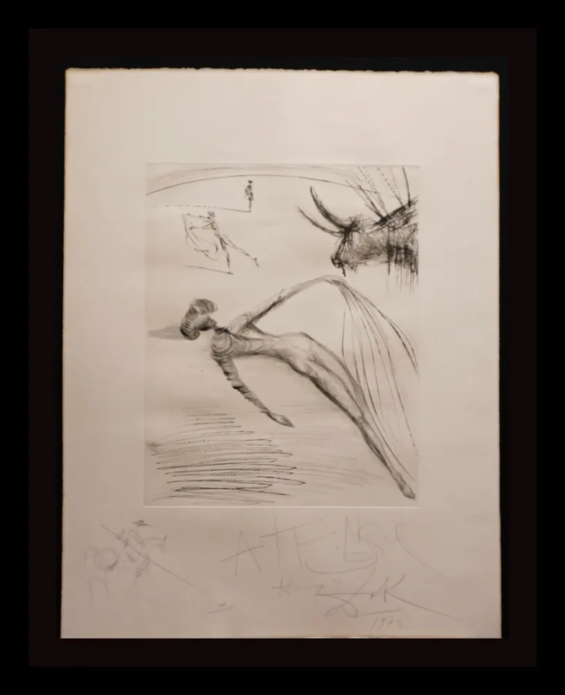 Grabado Dali - La Cogida y la Muerte with Original Drawing
