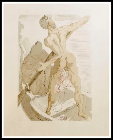 Grabado En Madera Dali - LA DIVINE COMEDIE - Charon et le passage de l'Achéron