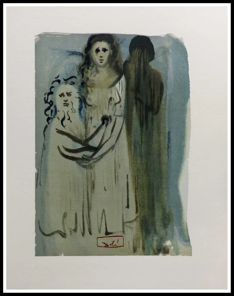 Grabado En Madera Dali - LA DIVINE COMEDIE - Dans la fumée des coléreux