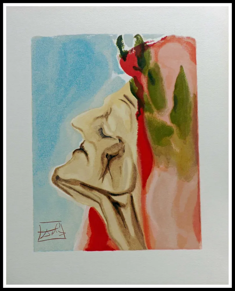 Grabado En Madera Dali - LA DIVINE COMEDIE - Le nouveau de doute de Dante