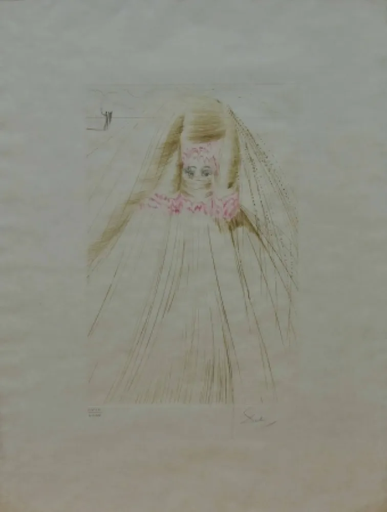 Aguafuerte Dali - La regina con la tunica di seta