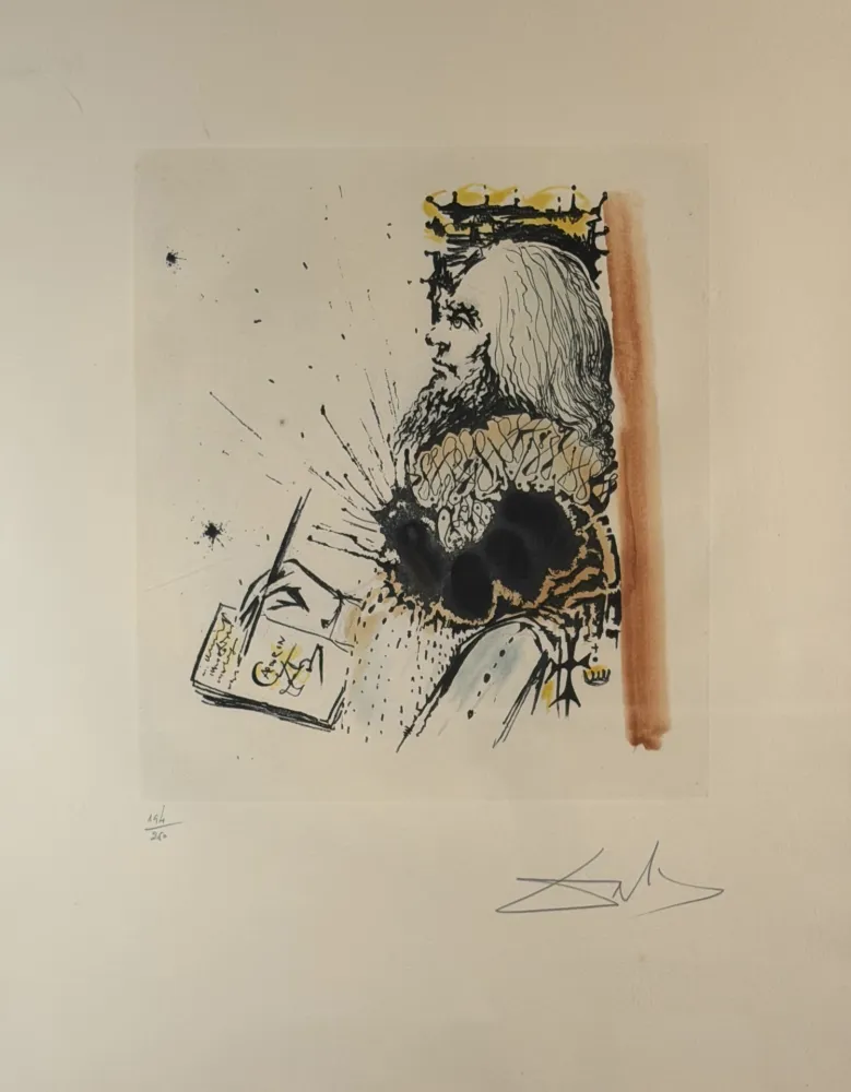 Grabado Dali - La Vida es Sueno Portrait de Calderon