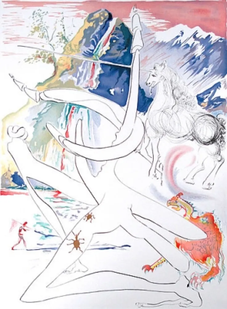 Grabado Dali -  Laser unicorn and cosmic rhino