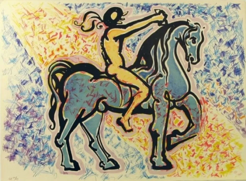 Litografía Dali - Le Cavalier, from La Jungle Humaine 