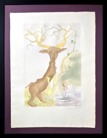 Aguafuerte Dali - Le Cerf se voyant dans l'eau (The Stag Reflected in the Water)