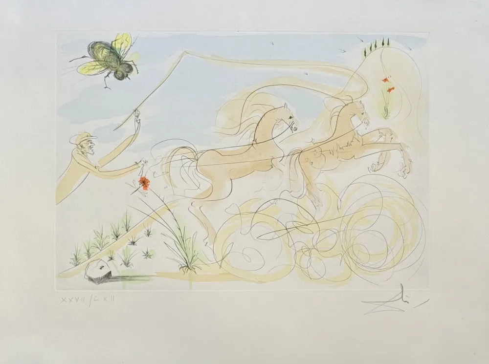 Grabado Dali - Le cheval et la mouche (La mouche du coche), 1974