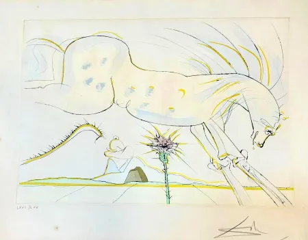 Grabado Dali - Le Cheval et le Loup (Le Bestiaire de La Fontaine)  