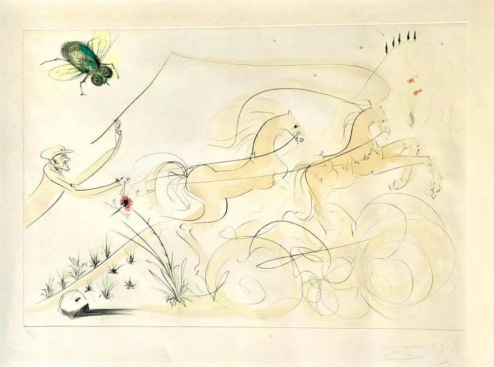 Grabado Dali - Le Coche et la Mouche (Le Bestiaire de La Fontaine) (1974)