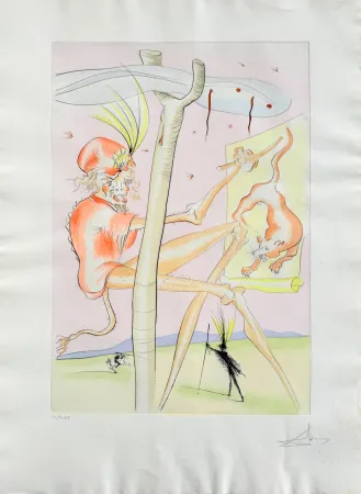 Aguafuerte Dali - Le Singe et le Léopard (The Monkey and the Leopard)