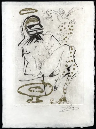 Grabado Dali - Les Amours Jaunes Duel with Camelias