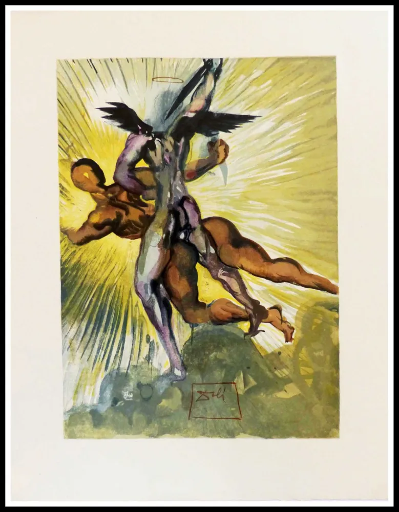 Grabado En Madera Dali - Les anges gardiens de la vallée