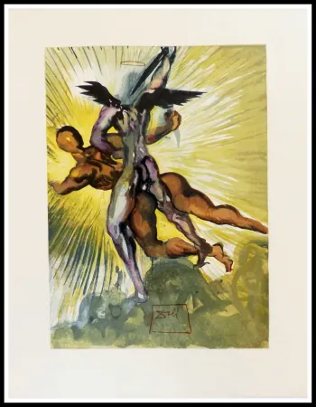 Grabado En Madera Dali - Les anges gardiens de la vallée