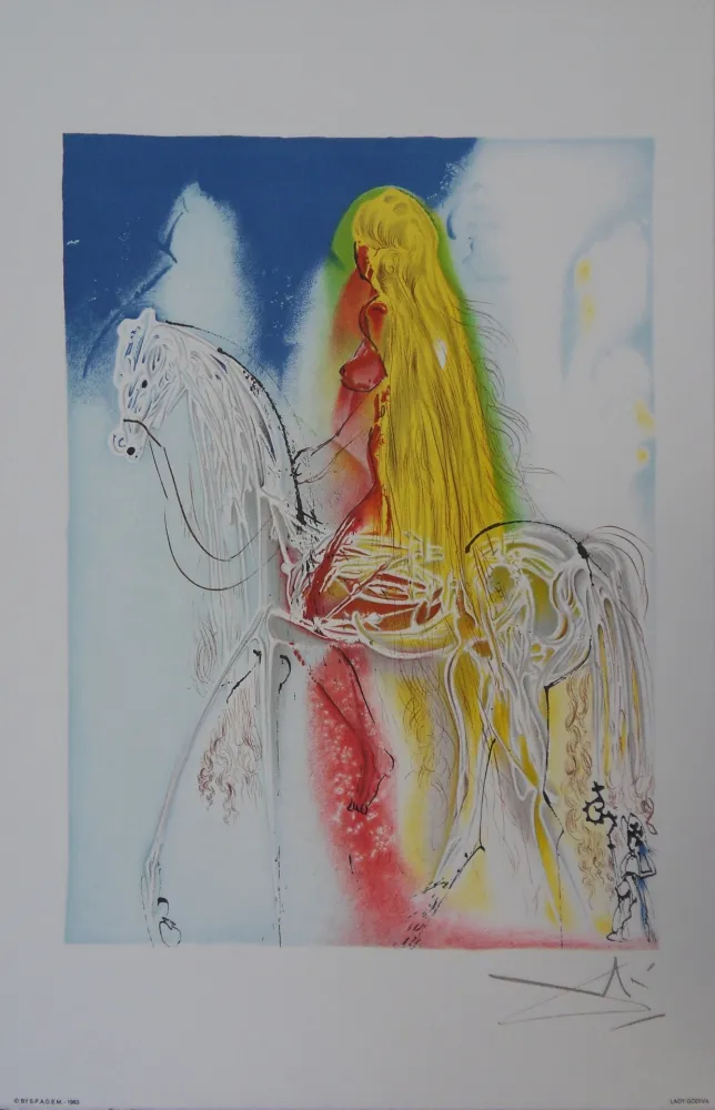 Litografía Dali - Les Chevaux, Lady Godiva