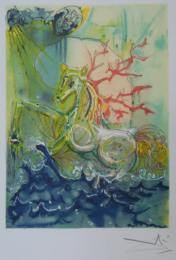 Litografía Dali - Les Chevaux, Neptune