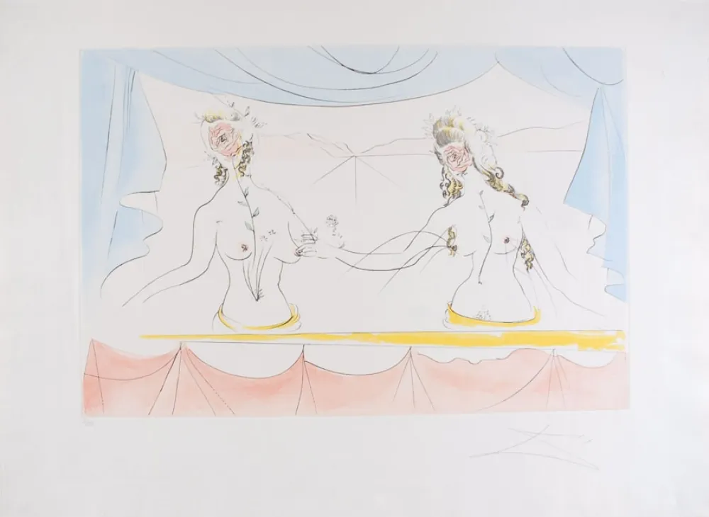 Aguafuerte Dali - Les Dames de la Renaissance - Ladies of the Renaissance (suite Mythologique Nouvelle/New Mythological)