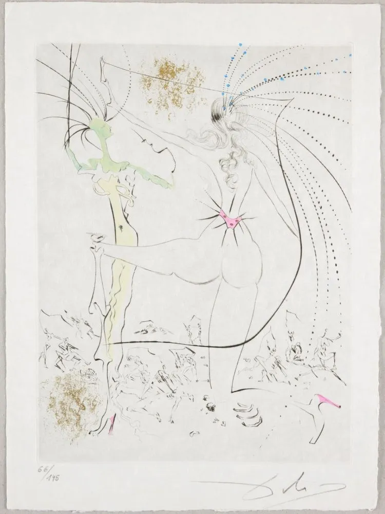 Aguafuerte Dali - Les Fesses piquantes, Piquant Buttocks