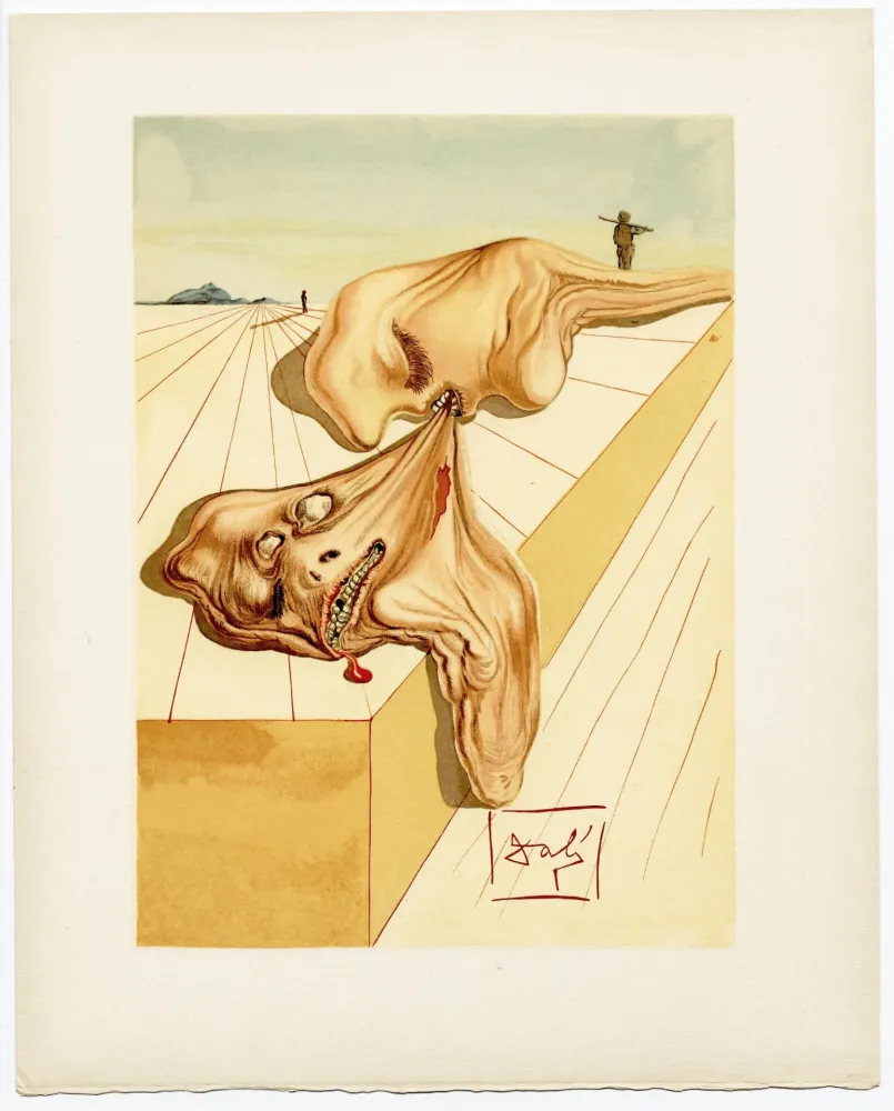 Grabado En Madera Dali - Les hommes qui s'entre-dévorent. La Divine Comédie (L' Enfer, Chant 30)