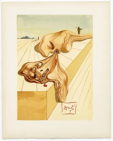 Grabado En Madera Dali - Les hommes qui s'entre-dévorent. La Divine Comédie (L' Enfer, Chant 30)