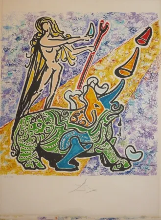 Litografía Dali - Les vitraux - rhinoceros