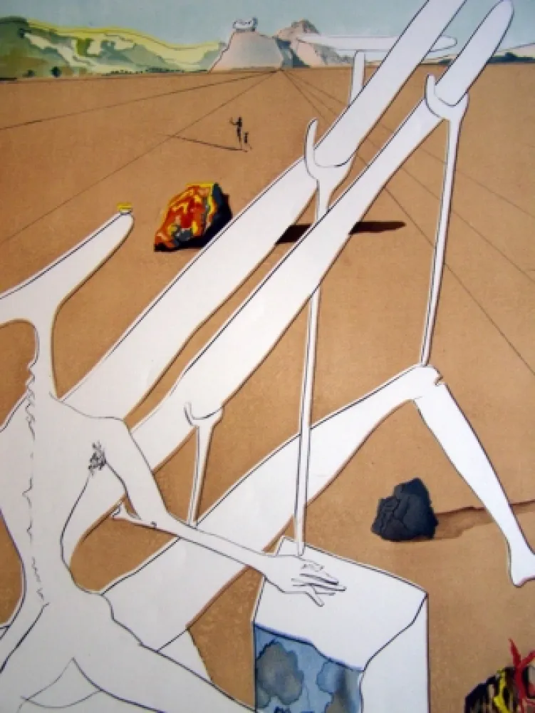 Grabado Dali - MARTIAN DALI EQUIPPED WITH A HOLOELECTRONIC DOUBLE MICROSCOPE